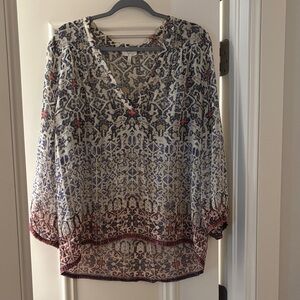 Joie Blue and Red Patterned Blouse